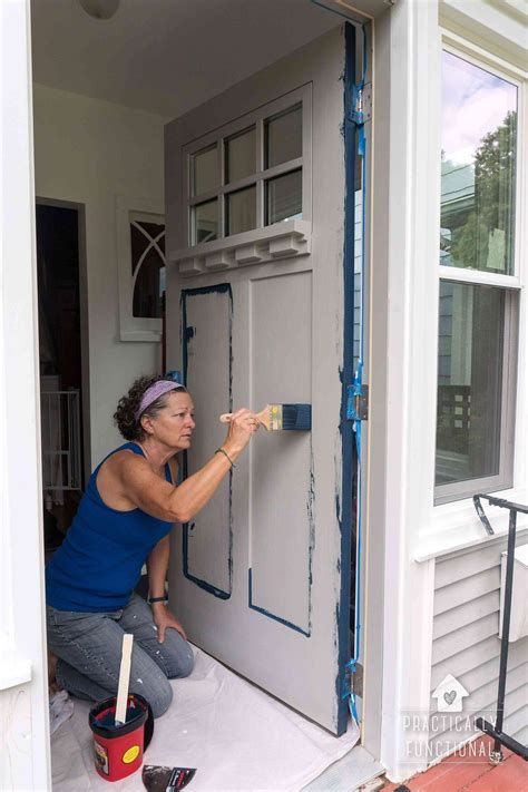 Brush first stripe color onto door. How to Paint a Door the Easy Way | Painted front doors, Diy door, Front door paint colors