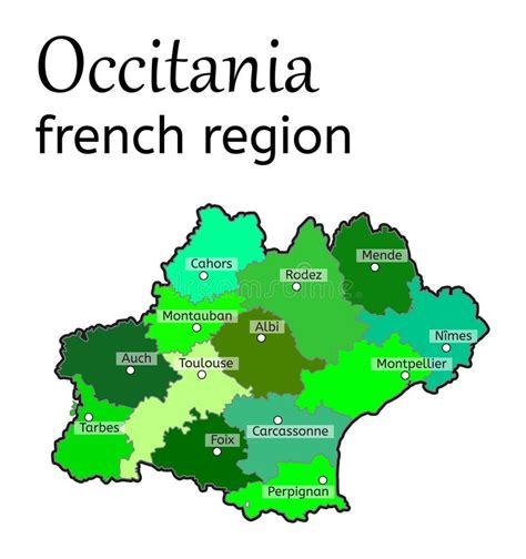 Mappa Di Regione Francese Di Occitania Illustrazione Vettoriale