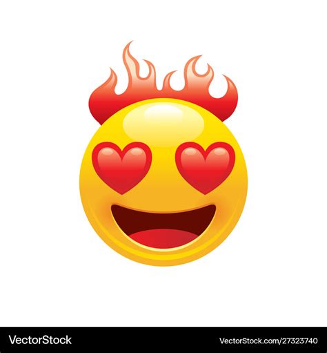 Burn Fire Emoji Icon 3d Face Smile For Love Chat Vector Image