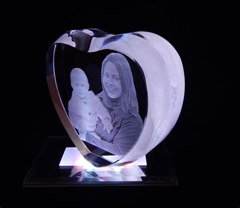 Photo Lasered In Solid Crystal Glass Heart Shape Laser Etsy