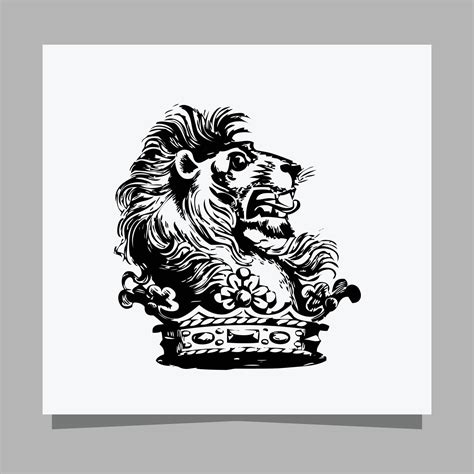 Zwart Leeuw Logo Aan Wit Papier Met Schaduw Perfect Voor Bedrijf Logos