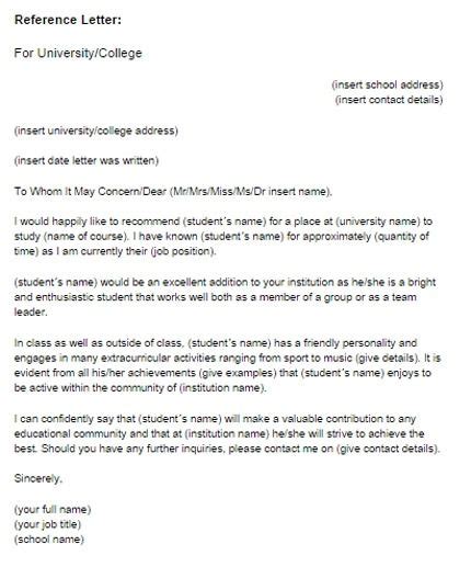 A teacher, coach, counselor, or supervisor? Personal Reference Letter For Student in 2020 | Reference ...