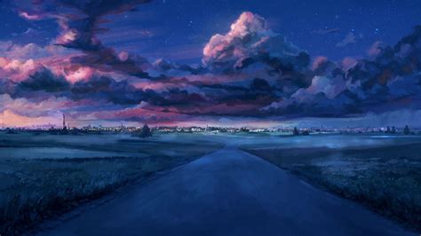 Anime Scenery Of Bluish Cloud 4k Wallpaper