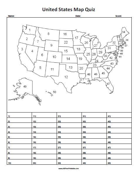 State Capitals Map Quiz Printable Of Us States With Pin On 5 Year