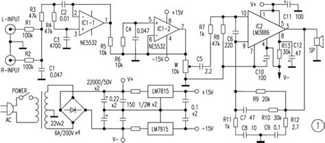 This is the circuit of subwoofer amplifier. Rangkaian Amplifier Subwoofer LM3886 » Skemaku.com