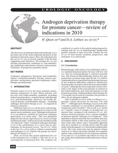 Pdf Androgen Deprivation Therapy For Prostate Cancer Review Of Indications In