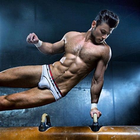 Buff Gymnast Hunk With Underwear Bulge And Hairy Chest