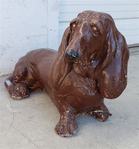 Concrete Bassett Hound Dog Statue Antiquities Warehouse