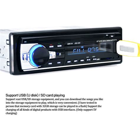 Din Car Audio Multifunction Bt Car Stereo Audio Player Receiver In Dash Fm Aux Input Wma Wav