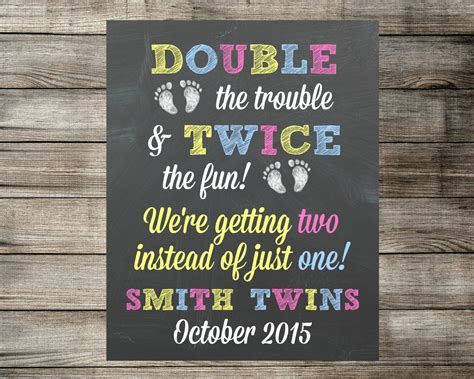 Twins Printable Pregnancy Announcement Double The Trouble