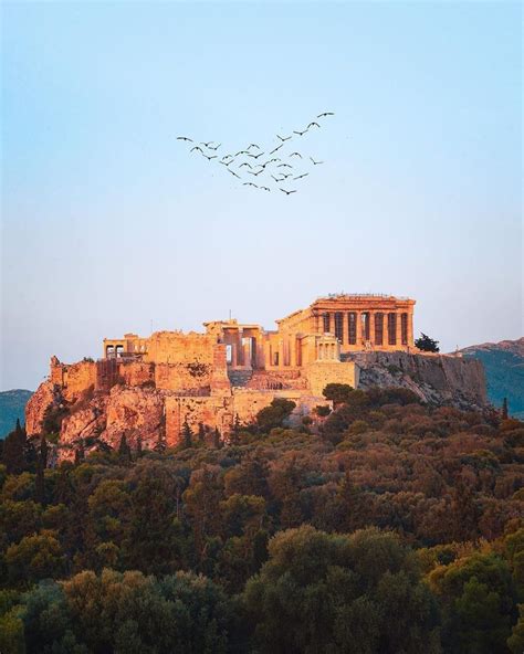 Sunset View Of The Acropolis Of Athens From The Filopappou Hills 🇬🇷