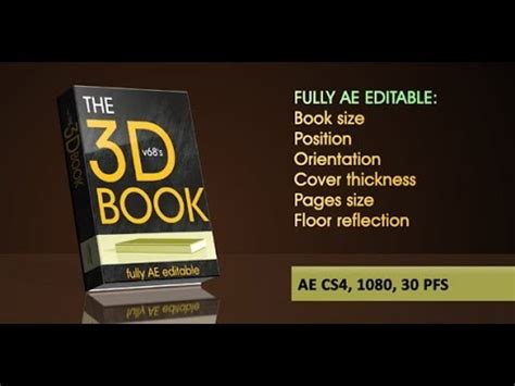 After effects cc 2013 or above 1920x1080 @30 fps video tutorial font used in preview: My After Effects template 3d Book on Reflecting Floor with ...