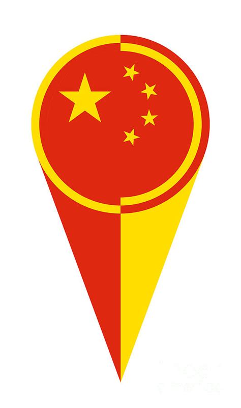 Chinese Map Pointer Location Flag Digital Art By Bigalbaloo Stock
