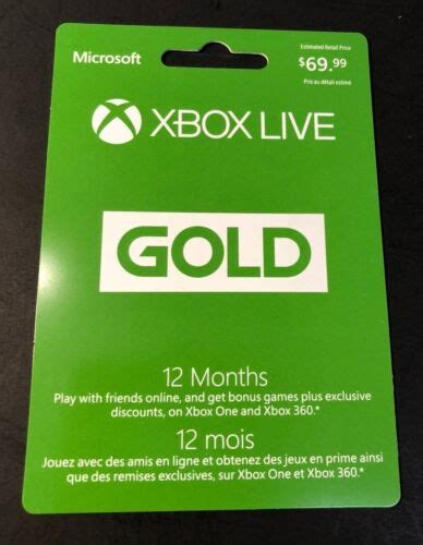 Microsoft Xbox Live Gold Membership 12 Month Card New Ebay