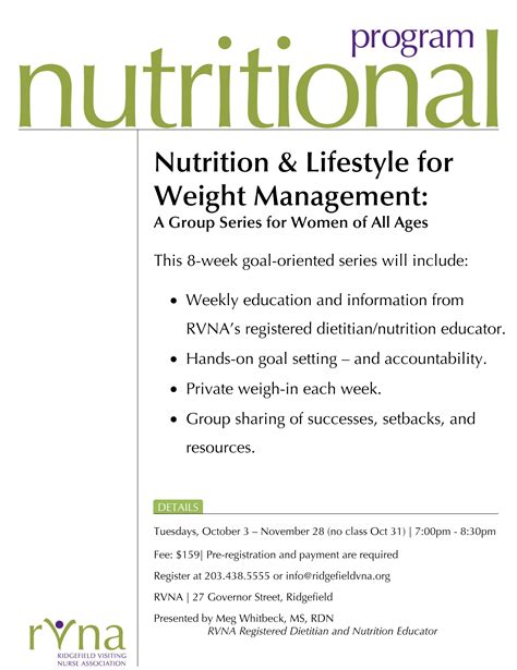 Nutrition And Lifestyle For Weight Management Danbury Senior Resources
