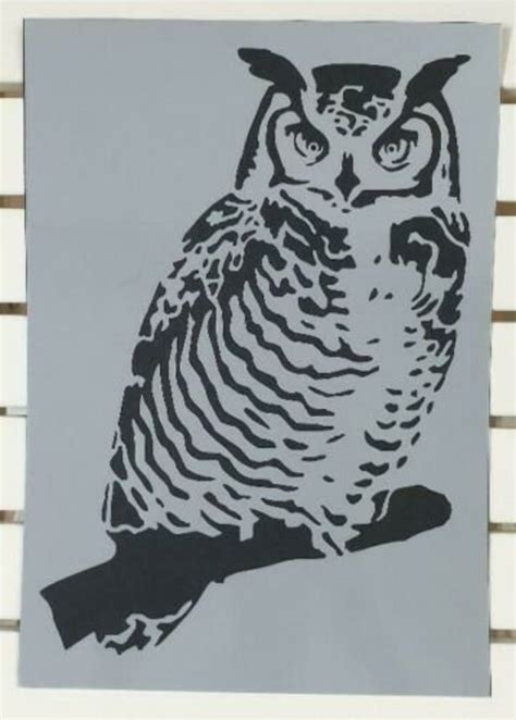 Big Owl On Branch Stencil Mylar Plastic 190mic A4 Sheet Size Etsy