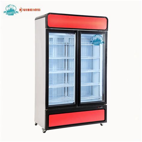 2 Glass Door Drink Beverage Fridge Display Freezer Supermarket Double Door Commercial Fridge