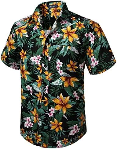 HISDERN Uomo Funky Camicie Hawaiana Manica Corta Tasca Frontale Vacanze