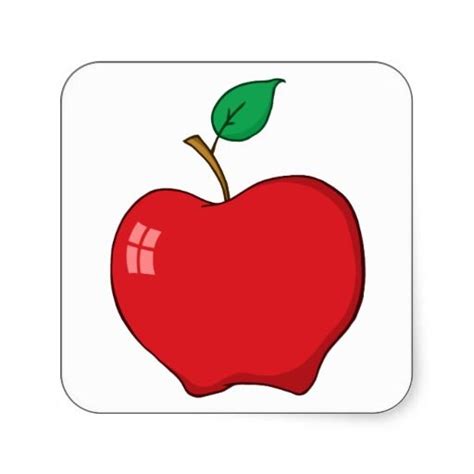 Simple Red Apple Square Sticker Zazzle Apple Stickers Red Apple