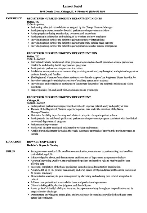 The summary of your nurse resume should highlight your strongest professional qualifications. Registered Nurse Emergency Department Resume Samples ...
