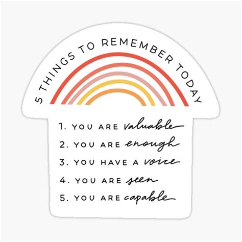 5 Things To Remember Today Sticker For Sale By Punkynbelle Redbubble