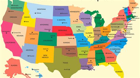 Show Us Map With States And Capitals Map