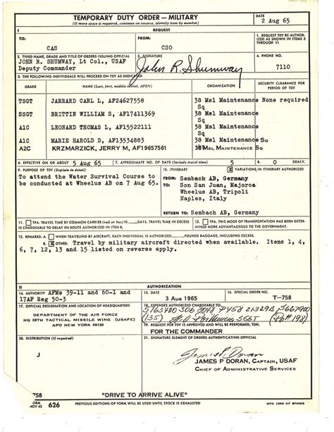 Military Deployment Orders Template