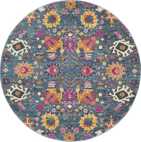 Nourison Passion Blue Round 5 To 6 Ft Polypropylene Carpet 141948 Sku