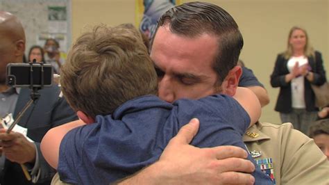 video navy dad home from iraq surprises son at florida school