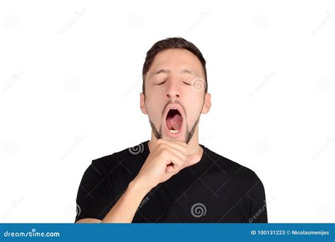 Young Man Yawning Stock Image Image Of Hand Bored 100131223