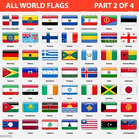 All World Flags In Alphabetical Order Part 2 Of 4 Stock Illustration