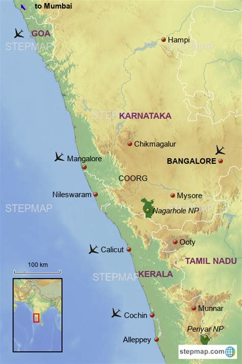 Map of karnataka area hotels: Jungle Maps: Map Of Karnataka And Kerala