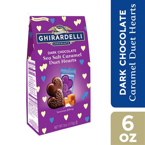 Ghirardelli Dark Chocolate Sea Salt Caramel Duet Hearts For Valentines