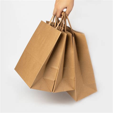 Custom Printed Logo Brown Kraft Paper Bag Packaging Restaurant Food