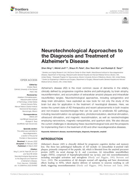 Pdf Neurotechnological Approaches To The Diagnosis And Treatment Of