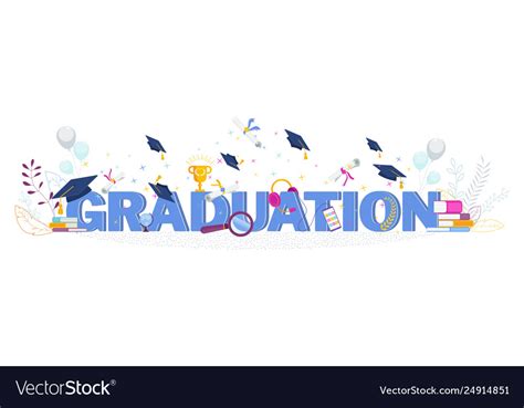 Word Graduation Typography Concept On White Vector Image