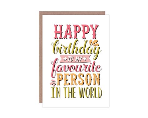 Happy Birthday To My Favourite Person Greeting Card Etsy