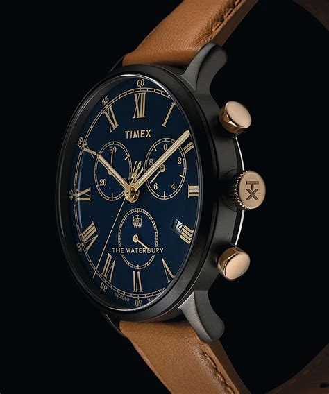 Waterbury Classic Chronograph Mm Leather Strap Watch Timex Ca