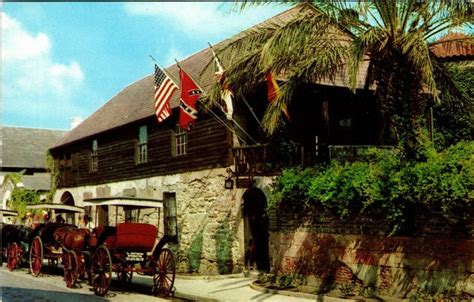 St Augustine Florida Oldest House Sightseeing Horse Buggy Flag Chrome