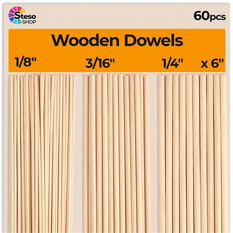 Wooden Dowel Rods Craft Sticks 6 Inch 15cm Wood Dowels For Crafts