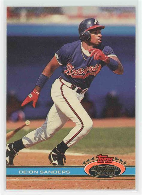 1990 Topps Stadium Club Deion Sanders Base Card Atlanta Braves 442 Ebay