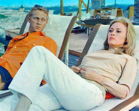 faye dunaway with steve mcqueen on the set of the thomas crown affair circa 1968 bygonely