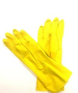 Yellow Dishes Washing Gloves Rubber Flock Lined Dish Cleaning Size S M L EBay