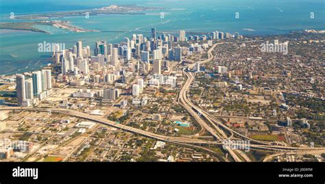 Aerial View Of Miami City Stock Photo Alamy