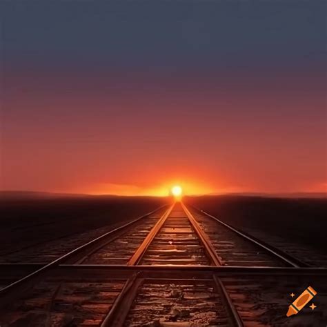 Sunset Along A Railroad Track