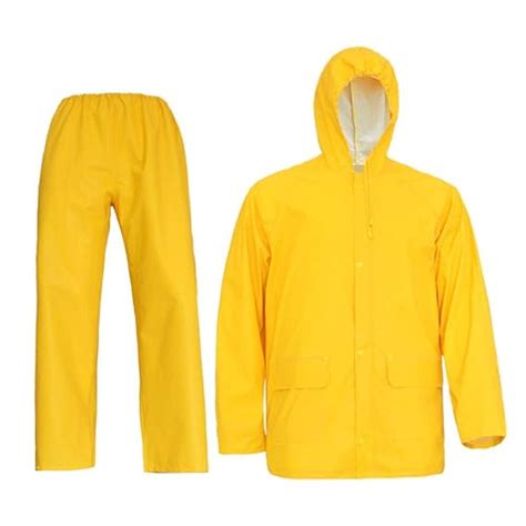Heavy Duty 2 Pc Rain Suit Waterproof Rain Jacket With Pants Pvc Work