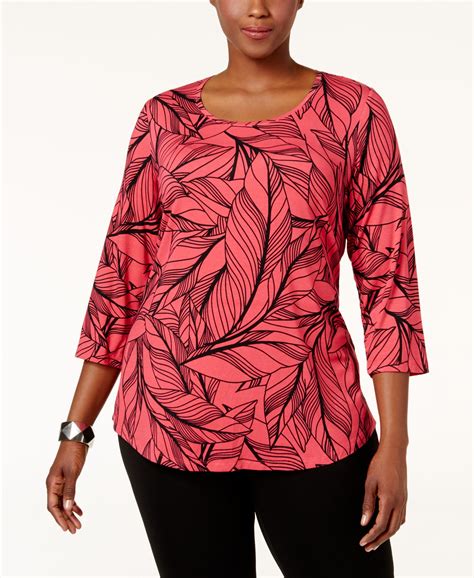 Jm Collection Plus Size Printed Swing Top Only At Macys Tops Plus