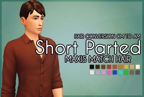 Short Parted Hair The Sims 4 Maxis Match Hair