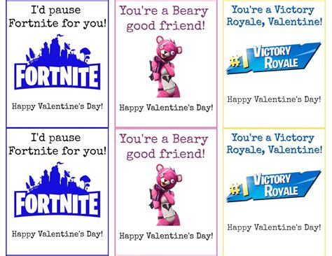 Free Printable Fortnite Valentines Cards
