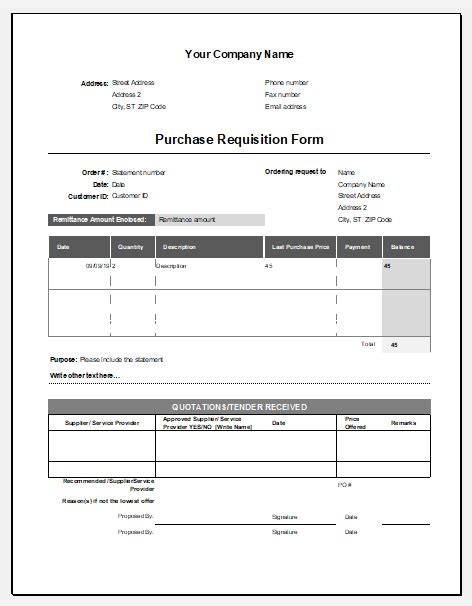 Purchase Requisition Form Template For Ms Excel Word And Excel Templates